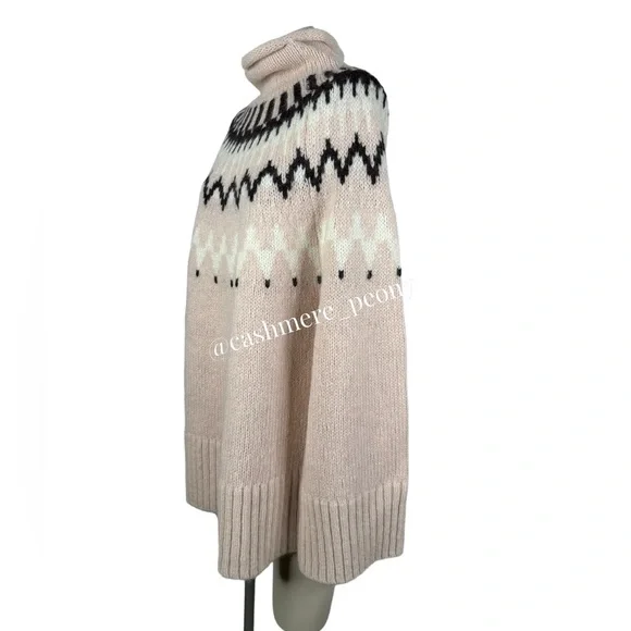 A.L.C. Pink Ruby Fair Isle Turtleneck Oversized Sweater